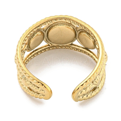 Ion Plating(IP) 304 Stainless Steel Synthetic Turquoise Cuff Rings G-Z056-06G-02-1