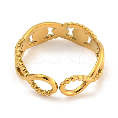 Ion Plating(IP) 304 Stainless Steel Open Cuff Ring Components RJEW-A043-03G-1