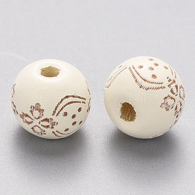 Painted Natural Wood Beads WOOD-N006-03A-09-1