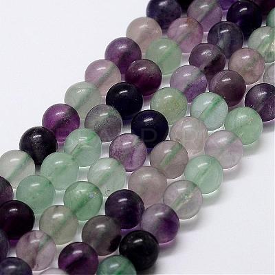 Natural Rainbow Fluorite Bead Strands G-P255-01-6mm-1