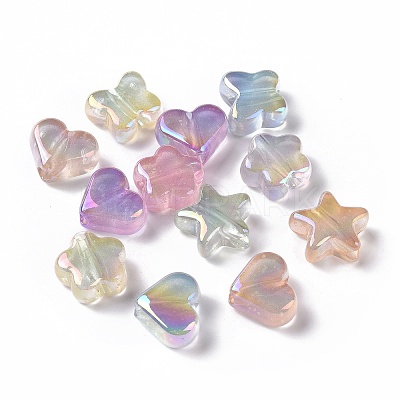 UV Plating Rainbow Iridescent Luminous Acrylic Beads OACR-E010-12-1