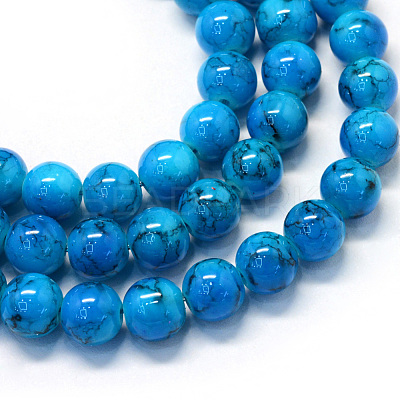 Baking Paint Glass Beads Strands X-DGLA-Q019-8mm-48-1