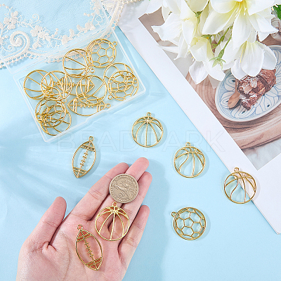 20Pcs 4 Styles Alloy Open Back Bezel Big Pendants FIND-SP0005-99-1