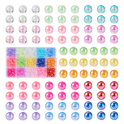 300Pcs 15 Colors Transparent Acrylic Beads MACR-TA0001-29-1