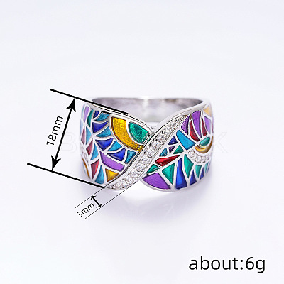 Ethnic Style Brass Micro Pave Cubic Zirconia and Enamel Finger Rings FS-WG810B2-04-1