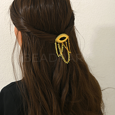 Brass Micro Pave Cubic Zirconia Hair Barrettes FR3076-1
