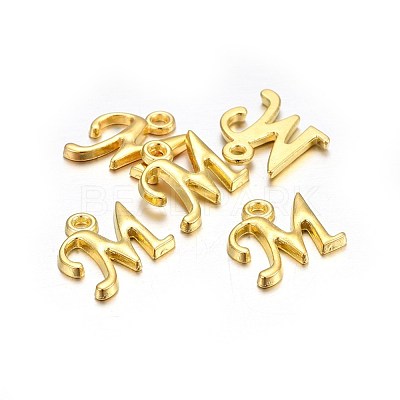 Golden Plated Alloy Letter Pendants PALLOY-J718-01G-M-1