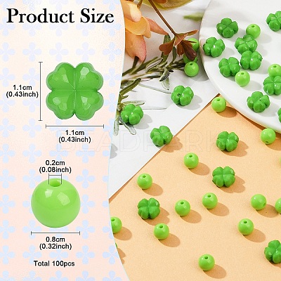 100Pcs 2 Styles Opaque Acrylic Beads SACR-YW0001-73-1