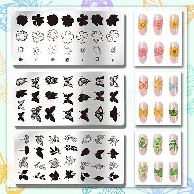 Stainless Steel DIY Nail Art Templates MRMJ-WH0092-033-1