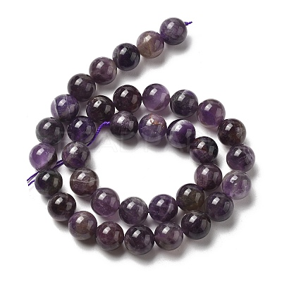 Round Natural Chevron Amethyst Bead Strands G-S380-01B-01-1