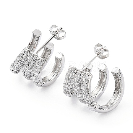 Clear Cubic Zirconia Round Stud Earrings EJEW-G350-02P-1