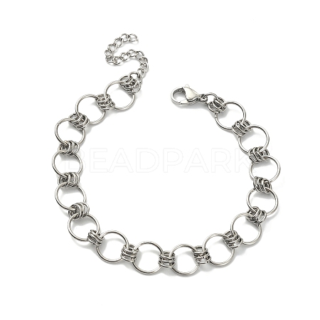 Non-Tarnish 304 Stainless Steel Rings Link Chain Bracelet BJEW-TA00334-04-1