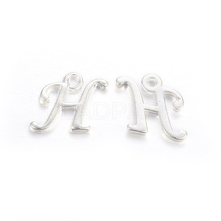 Silver Color Plated Alloy Letter Pendants PALLOY-J718-01S-H-1