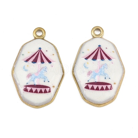 Printed 304 Stainless Steel Enamel Pendants SA-CBA1ED9-21G-03-1