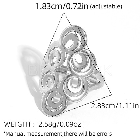 304 Stainless Steel Cuff Rings FS-WGD264E-02-1