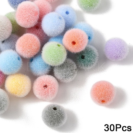 30Pcs Flocky Opaque Acrylic Beads OACR-YW0004-38C-1