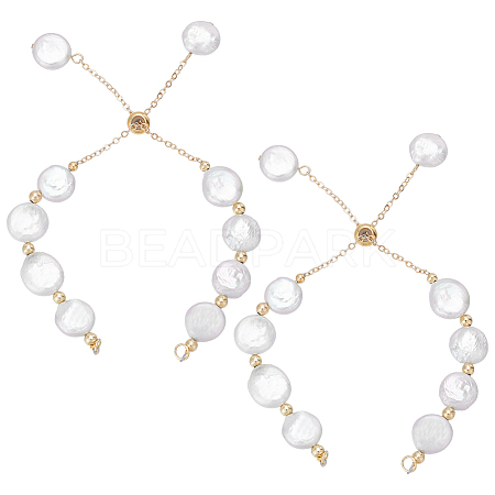 2Pcs Natural Keshi Pearl Slider Bracelet Making BJEW-UN00020-1