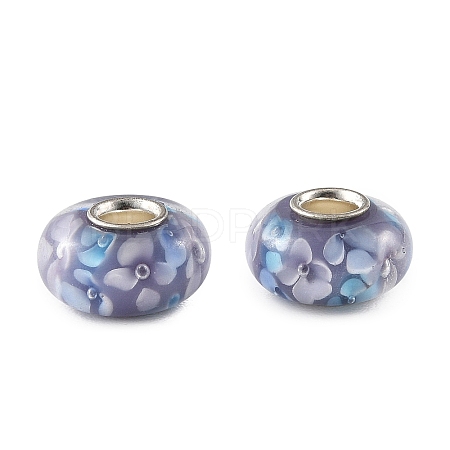 Lampwork & Brass Core European Beads LAMP-P019-01P-28-1
