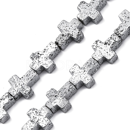 Electroplated Natural Lava Rock Beads Strands G-A256-A01-01D-1