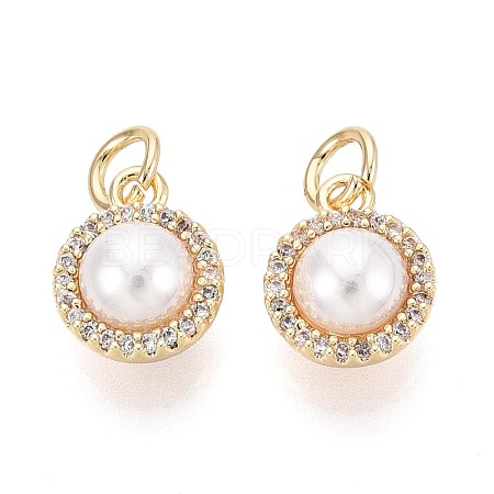 Brass Micro Pave Clear Cubic Zirconia Charms KK-N287-26G-1