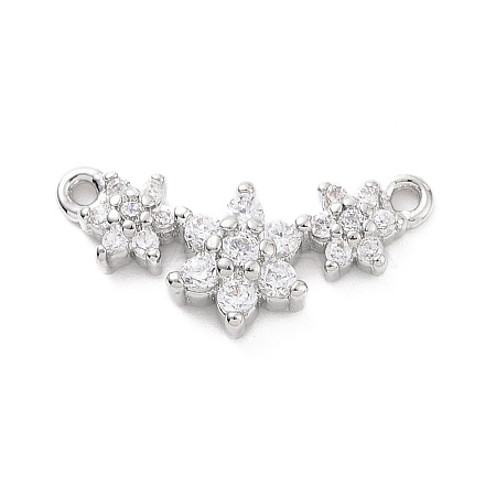 Eco-friendly Rack Plating Brass Micro Pave Cubic Zirconia 2-Loop Charms KK-F843-08P-1