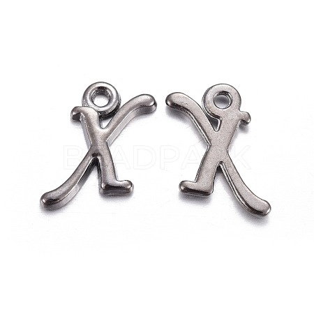 Gunmetal Plated Alloy Letter Pendants PALLOY-J718-01B-X-1