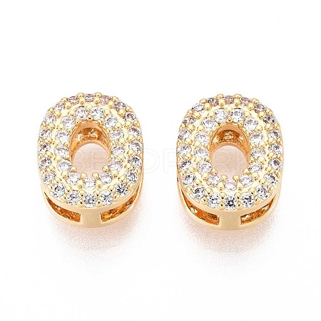 Brass Micro Pave Clear Cubic Zirconia Beads KK-T071-17G-O-1