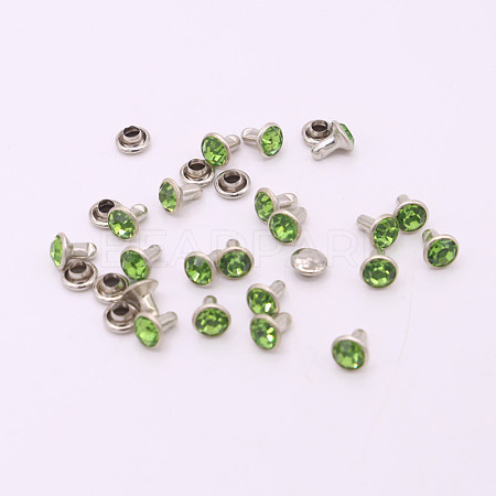 Brass Rhinestone Rivets KK-WH0035-12C-1