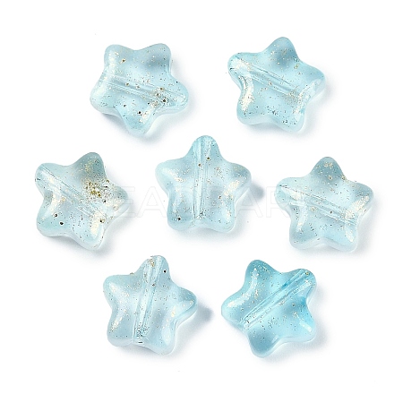 Transparent Spray Painted Frosted Glass Beads GLAA-NH0003-01G-1