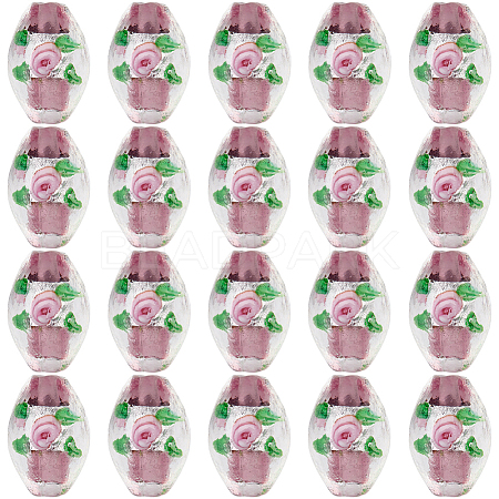 20Pcs Handmade Foil Glass Lampwork Beads LAMP-PA0001-63B-1