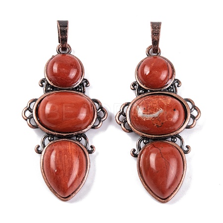 Natural Red Jasper Pendants G-Q158-04-09-1