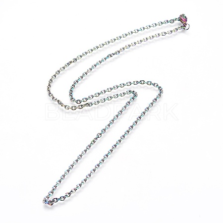Ion Plating(IP) 304 Stainless Steel Cable Chain Necklaces NJEW-F262-02-B-1