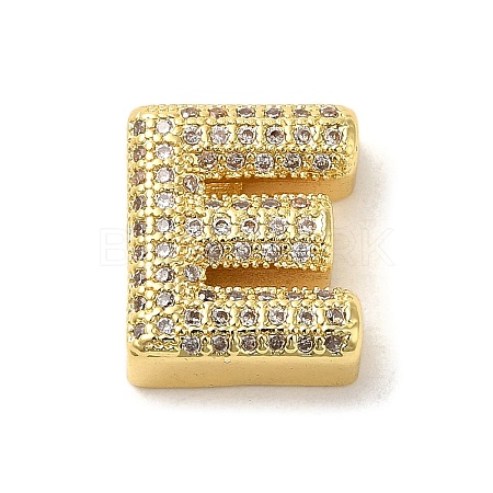 Brass Micro Pave Clear Cubic Zirconia Charms ZIRC-C009-01G-E-1