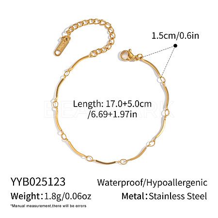 Minimalist 304 Stainless Steel Twisted Bar Link Chain Bracelets for Women GJ5379-2-1