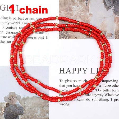 Glass Seed Rondelle Beaded Waist Beads WGC6815-07-1
