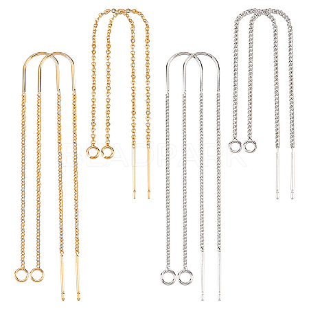 8Pcs 4 Style Brass Stud Earring Findings KK-BC0011-84-1