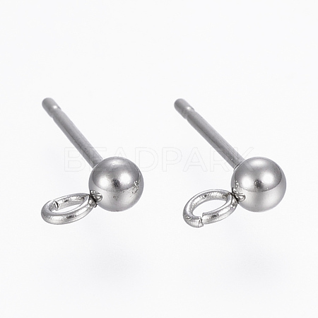 304 Stainless Steel Ball Stud Earring Post STAS-H410-10P-1