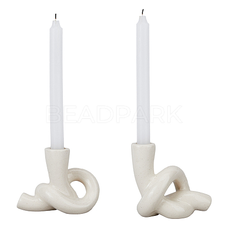 SUPERFINDINGS 2Pcs 2 Styles Ceramic Candle Holder AJEW-FH0004-10-1