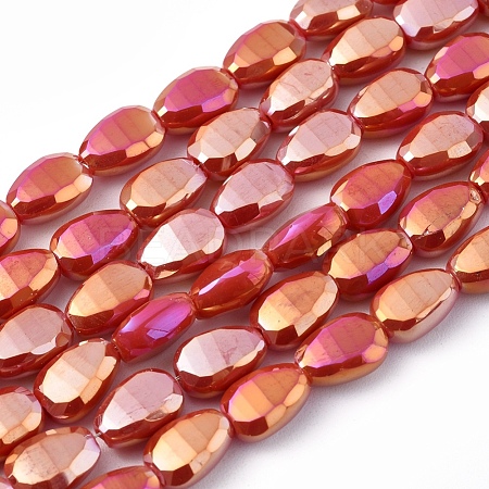 Electroplate Opaque Solid Color Glass Beads Strands X-EGLA-G036-B-FR01-1