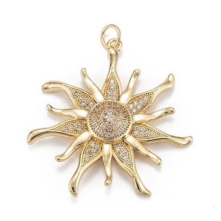 Brass Micro Pave Clear Cubic Zirconia Pendants X-ZIRC-P086-31G-1