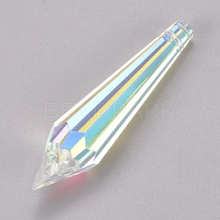 Transparent Glass Big Cone Pendulum Pendants GLAA-WH0015-34E-1