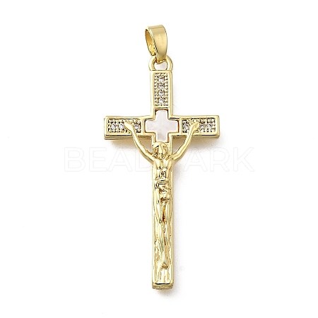 Brass Micro Pave Cubic Zirconia Pendants KK-P336-33G-1