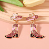 Cowboy Hat with Boot Alloy Enamel Dangle Stud Earrings FS-WG1DB7D-01-1