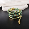 Alloy Green Rhinestone Snake Wrap Choker Necklaces for Women NJEW-Z087-02G-1