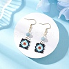 Handmade Glass Seed Beaded Window Lattice Pattern Dangle Earrings EJEW-MZ00560-03-1