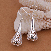 Silver Color Plated Brass Hollow teardrop EJEW-BB11970-5