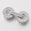 Flat Round Brass Micro Pave Cubic Zirconia Fold Over Clasps ZIRC-I014-64-FF-3