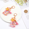 Fashion Alphabet Initial Letter Resin Keychain with Tassel Gradient Butterfly Pendant Key Ring KEYC-WH0027-105B-2