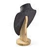 Bust Shaped Microfiber & Wood Jewelry Necklace & Earrings Display Stands NDIS-H042-01C-02-2