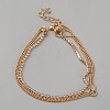 Alloy Ball Chain 3 Layer Anklets for Women AJEW-Z047-01G-1